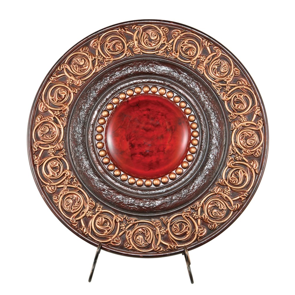 21" Red And Brown Round Polyresin Decorative Plaque HomeRoots