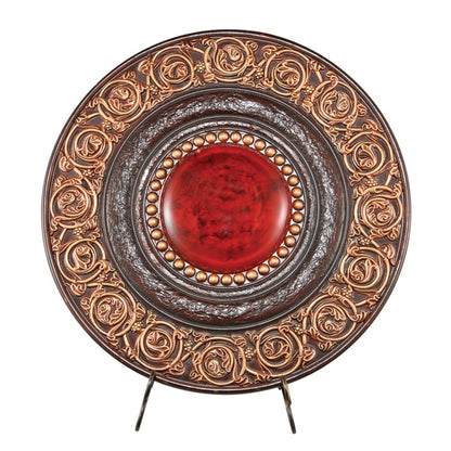 21" Red And Brown Round Polyresin Decorative Plaque HomeRoots