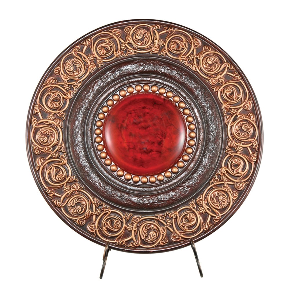 21" Red And Brown Round Polyresin Decorative Plaque HomeRoots