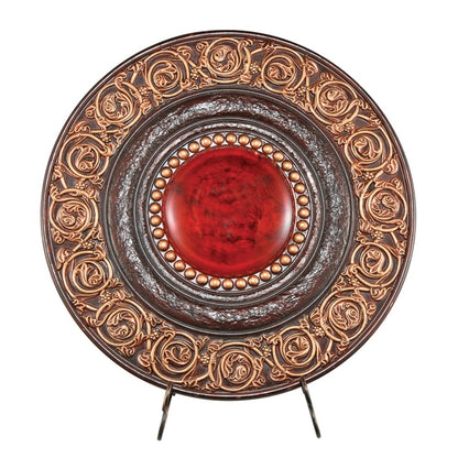 21" Red And Brown Round Polyresin Decorative Plaque HomeRoots