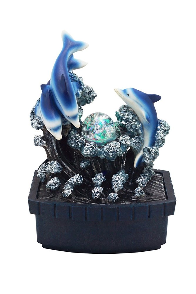 11" Blue Polyresin Dolphins Tabletop Fountain HomeRoots