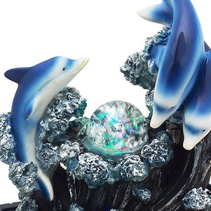 11" Blue Polyresin Dolphins Tabletop Fountain HomeRoots