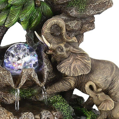 11" Gray  Polyresin Elephant Tabletop Fountain with Light HomeRoots