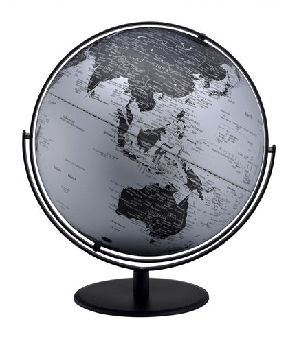 21" Black And Silver Modern Polyresin Globe HomeRoots