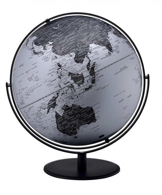 21" Black And Silver Modern Polyresin Globe HomeRoots