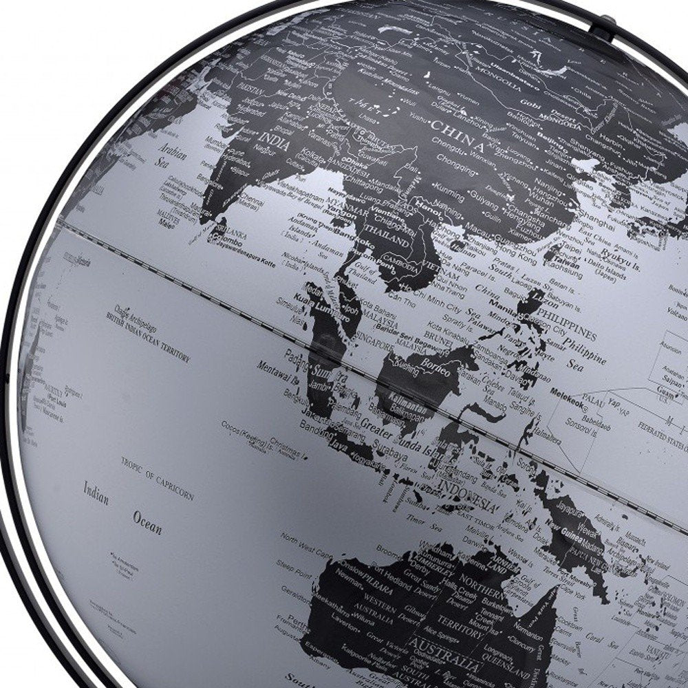 21" Black And Silver Modern Polyresin Globe HomeRoots