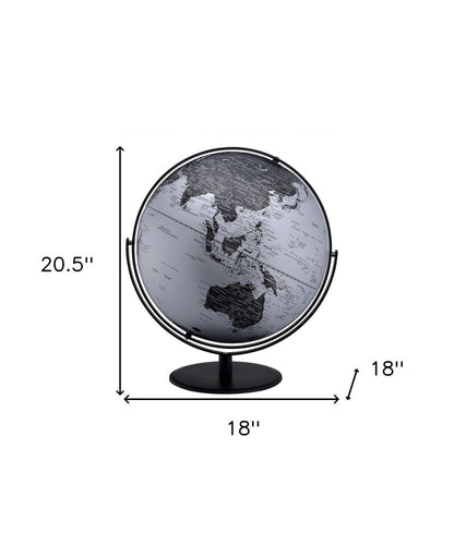 21" Black And Silver Modern Polyresin Globe HomeRoots