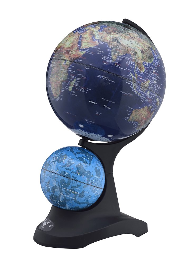 18" Blue Black And Navy Polyresin Dual Globe HomeRoots