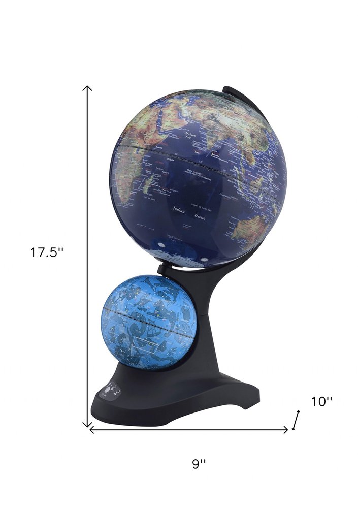 18" Blue Black And Navy Polyresin Dual Globe HomeRoots