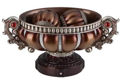 9" Reddish Bronze And Silver Polyresin Decorative Bowl With Orbs HomeRoots