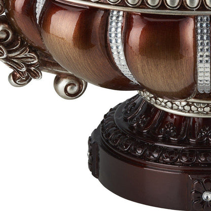 9" Reddish Bronze And Silver Polyresin Decorative Bowl With Orbs HomeRoots