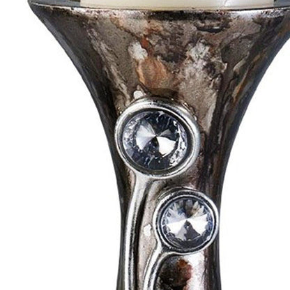 16" Ornate Faux Crystal Tabletop Pillar Candle Holder HomeRoots