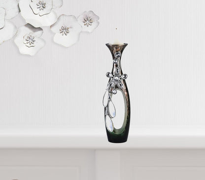 16" Ornate Faux Crystal Tabletop Pillar Candle Holder HomeRoots