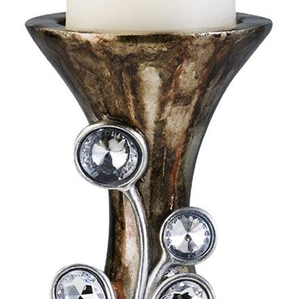 20" Ornate Faux Crystal Tabletop Pillar Candle Holder HomeRoots