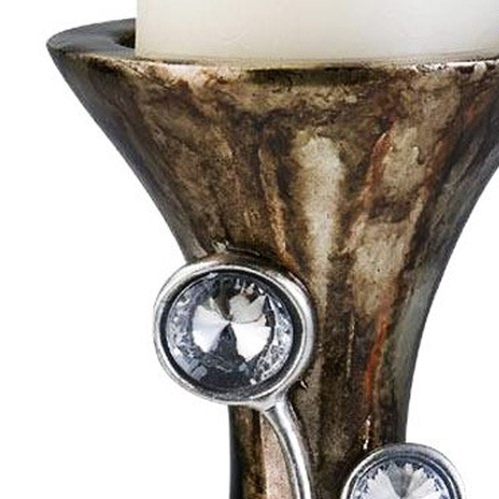 20" Ornate Faux Crystal Tabletop Pillar Candle Holder HomeRoots