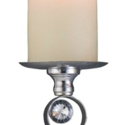 Set Of Two Silver and Blue Bling Tabletop Pillar Candle Holders HomeRoots
