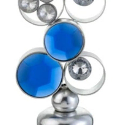 21" Silver and Blue Faux Crystal Bling Hurricane Candle Holder HomeRoots