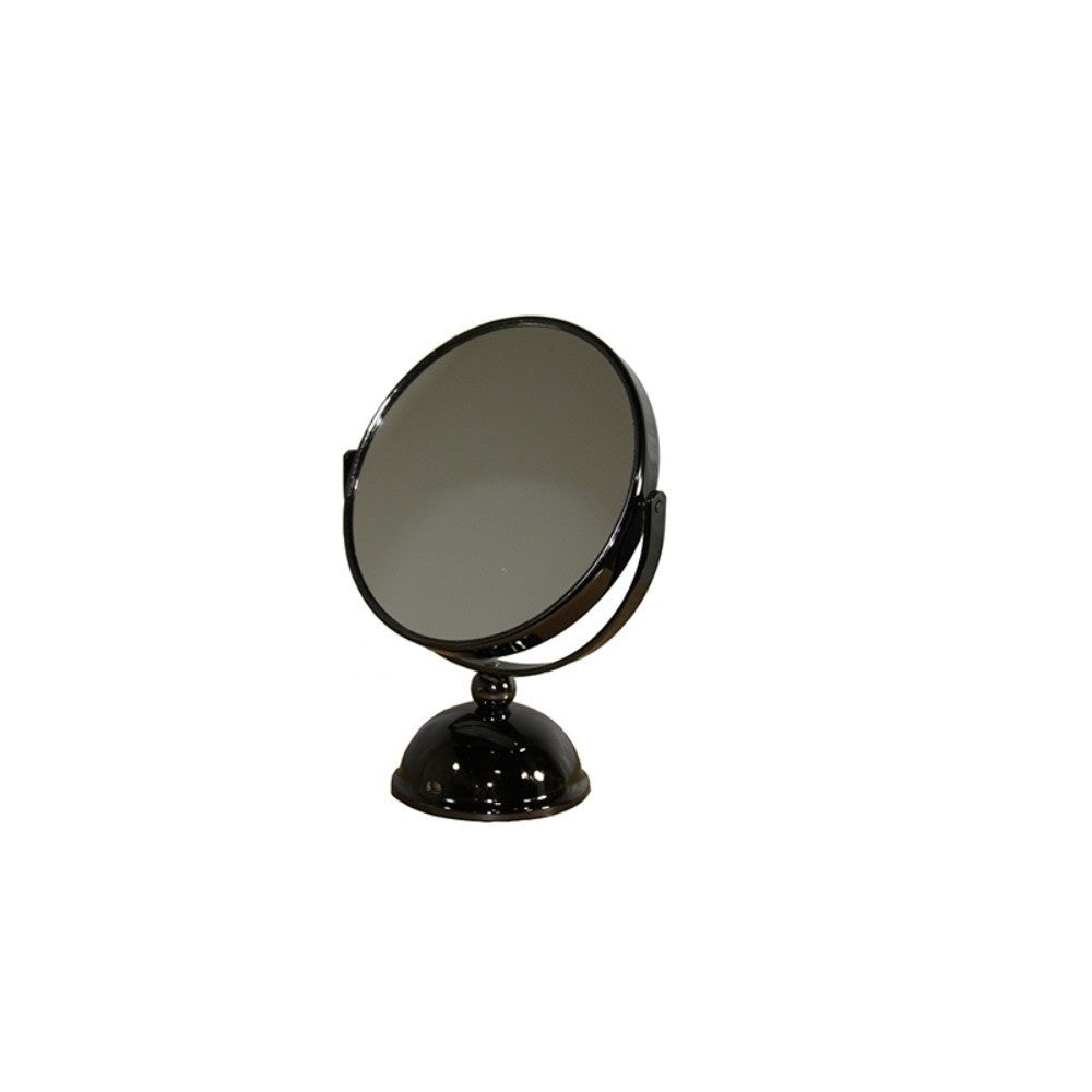 9" Black Round Metal Framed Makeup Shaving Tabletop Mirror