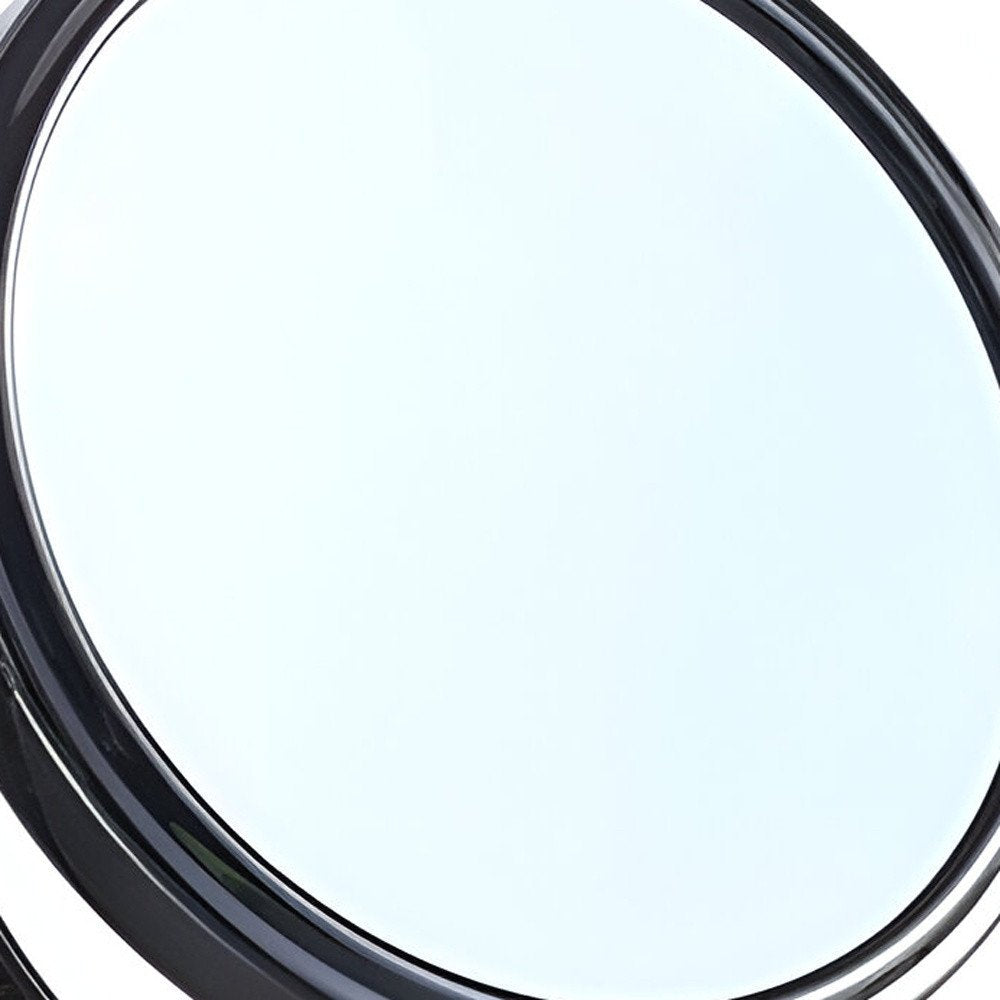 9" Black Round Metal Framed Makeup Shaving Tabletop Mirror HomeRoots
