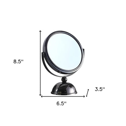 9" Black Round Metal Framed Makeup Shaving Tabletop Mirror HomeRoots