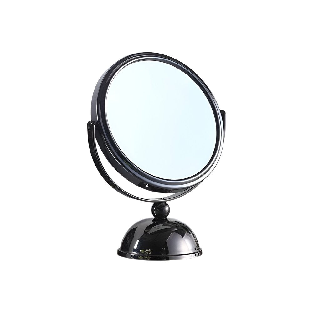 9" Black Round Metal Framed Makeup Shaving Tabletop Mirror HomeRoots