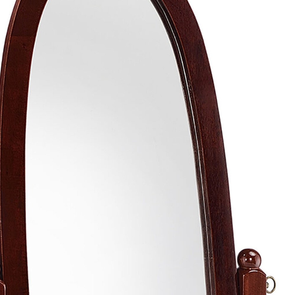 59" Brown Cherry Oval Framed Cheval Standing Mirror HomeRoots