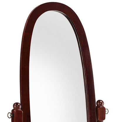 59" Brown Cherry Oval Framed Cheval Standing Mirror HomeRoots