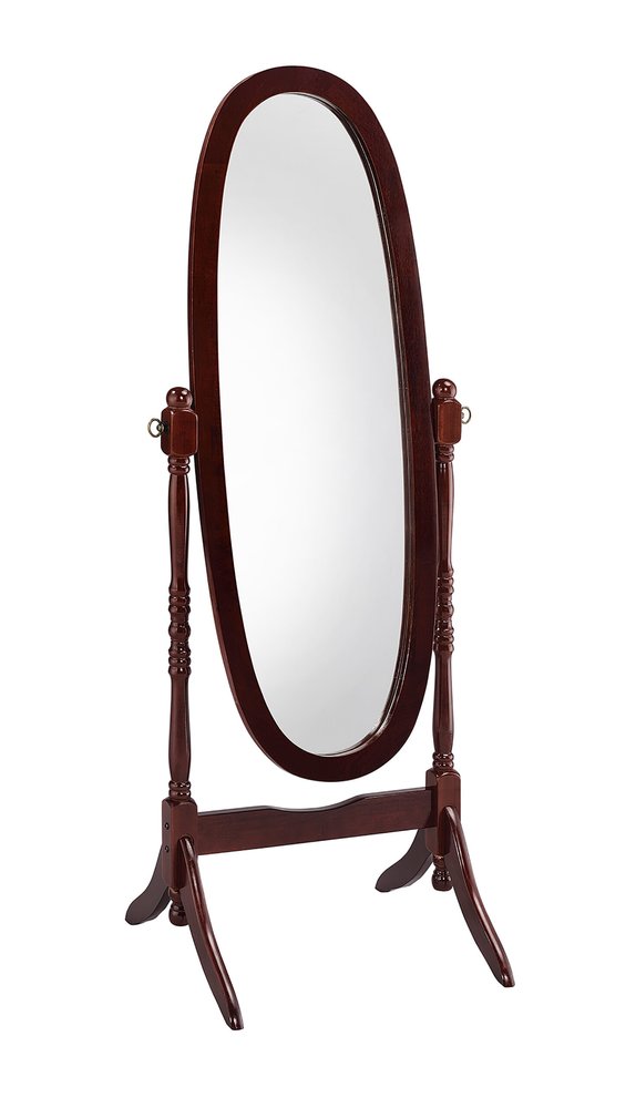 59" Brown Cherry Oval Framed Cheval Standing Mirror HomeRoots