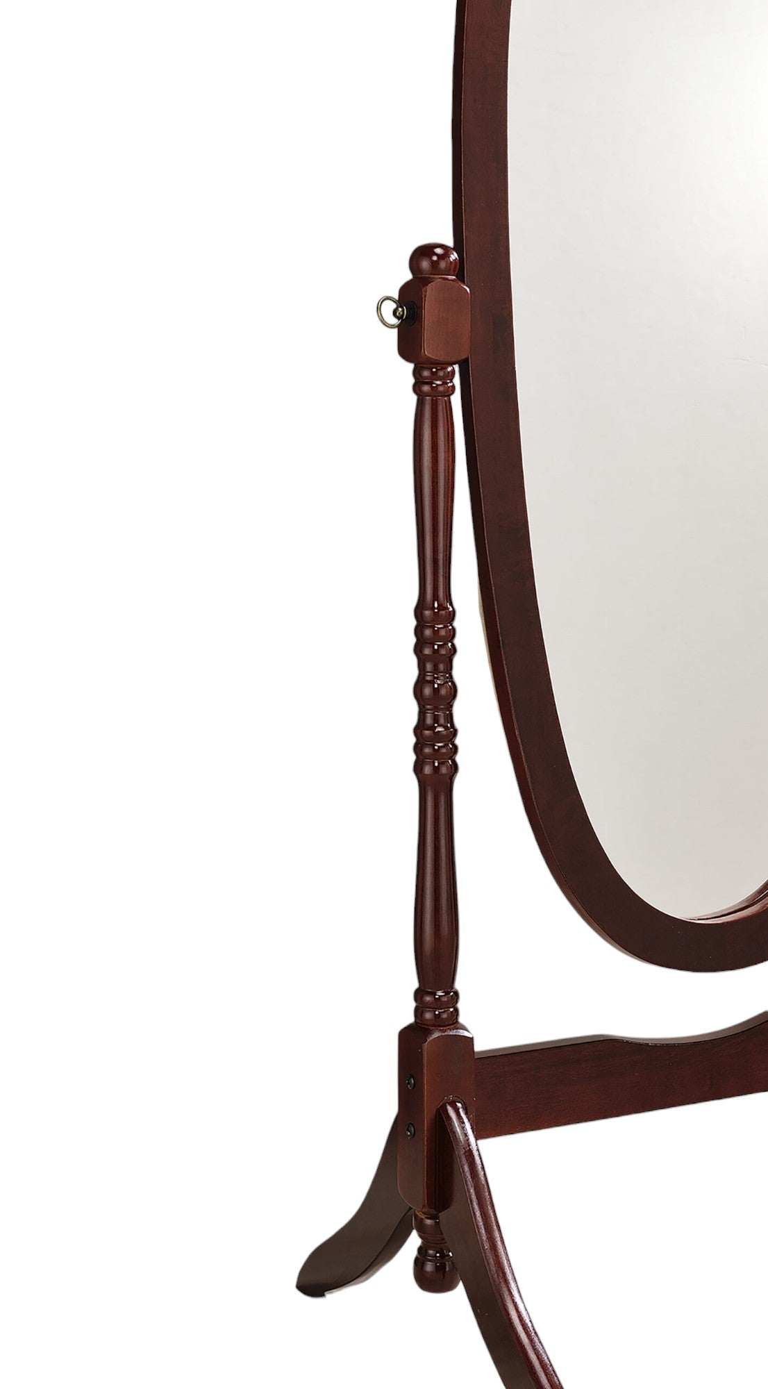 59" Brown Cherry Oval Framed Cheval Standing Mirror