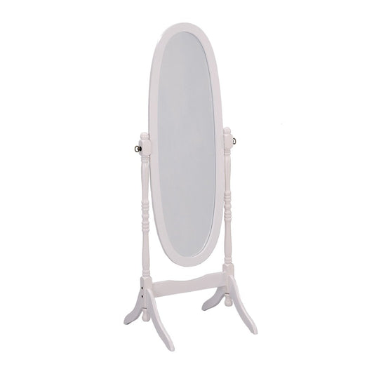 60" White Oval Wood Framed Freestanding Cheval Mirror HomeRoots