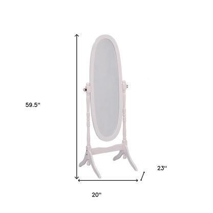 White Oval Cheval Standing Mirror