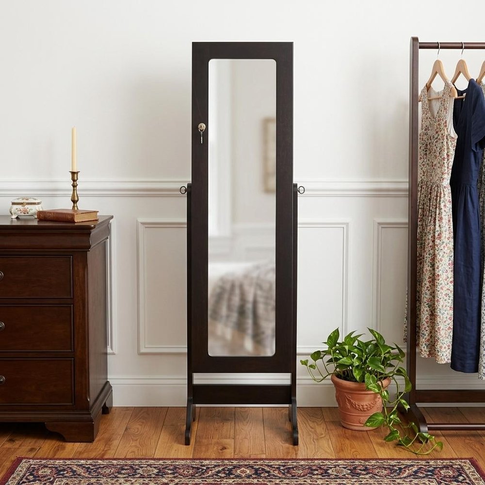 57" Brown Wood Freestanding Framed Cheval Mirror HomeRoots