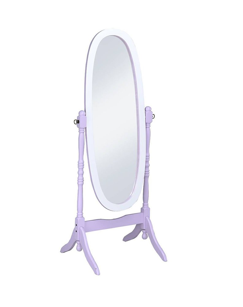 59" Purple And White Wood Freestanding Oval Framed Cheval Mirror HomeRoots