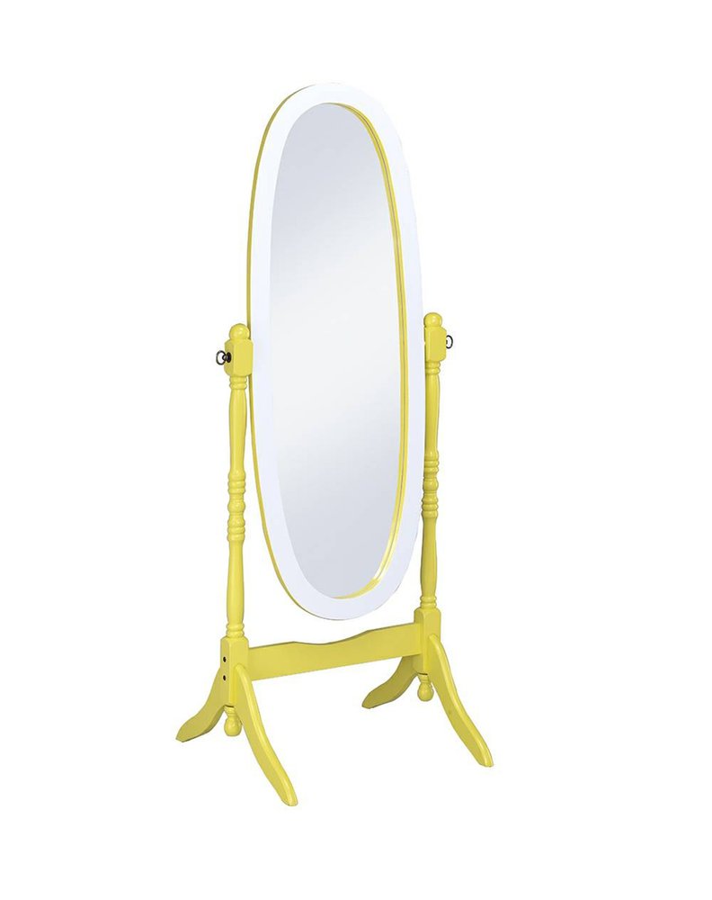 59" Purple And White Wood Freestanding Oval Framed Cheval Mirror HomeRoots