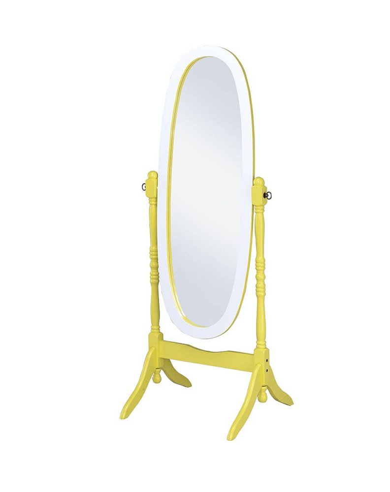 59" Purple And White Wood Freestanding Oval Framed Cheval Mirror HomeRoots