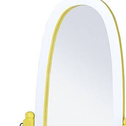 59" Purple And White Wood Freestanding Oval Framed Cheval Mirror HomeRoots