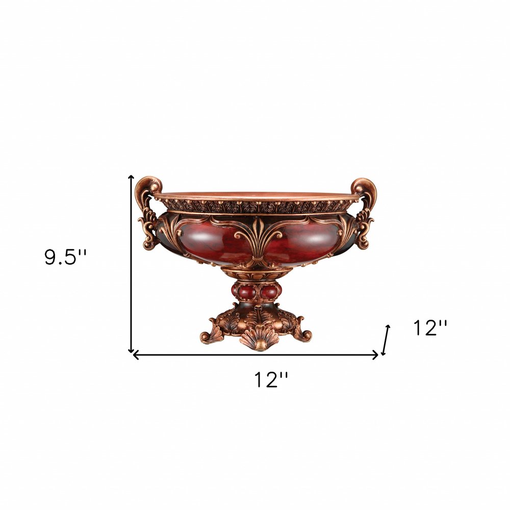 10" Brown And Gold Polyresin Decorative Bowl HomeRoots
