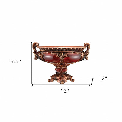 10" Brown And Gold Polyresin Decorative Bowl HomeRoots