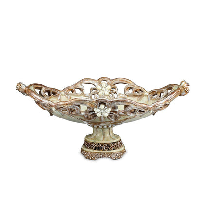 9" Beige And Gold Polyresin Decorative Bowl HomeRoots