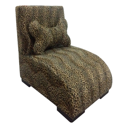 23" Cheetah Print Upholstered Chaise Lounge Dog Bed with Pillow - FurniFindUSA