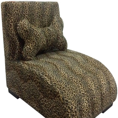 23" Cheetah Print Upholstered Chaise Lounge Dog Bed with Pillow - FurniFindUSA