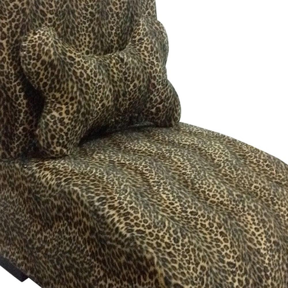23" Cheetah Print Upholstered Chaise Lounge Dog Bed with Pillow - FurniFindUSA