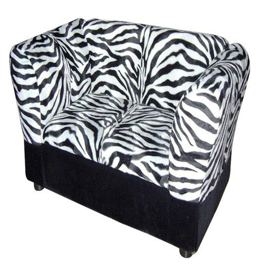 20" Zebra Print Upholstered Club Chair Style Dog Bed - FurniFindUSA