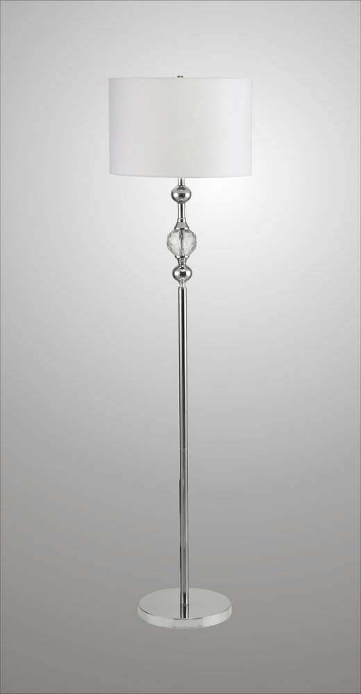 63" Chrome and Crystal Orb Shaped Floor Lamp With White Drum Shade HomeRoots
