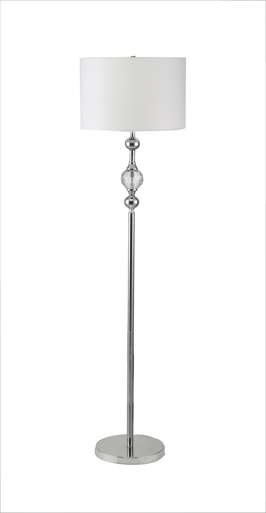 63" Chrome and Crystal Orb Shaped Floor Lamp With White Drum Shade HomeRoots