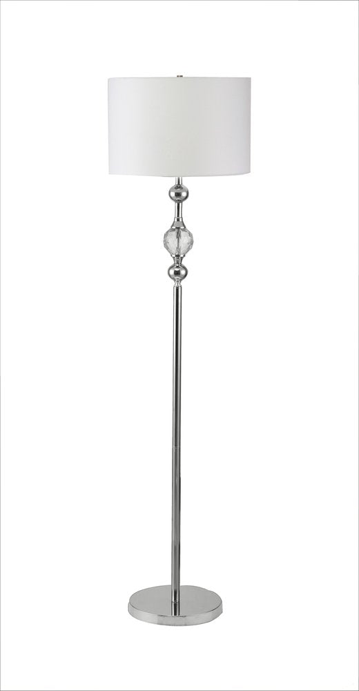 63" Chrome and Crystal Orb Shaped Floor Lamp With White Drum Shade — view 4