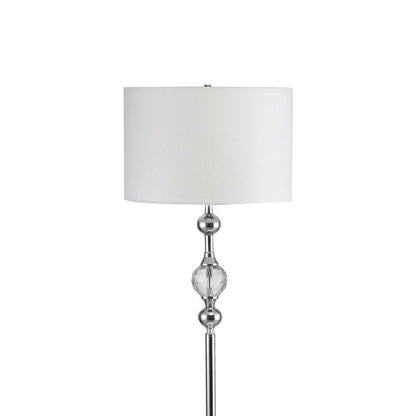 63" Chrome and Crystal Orb Shaped Floor Lamp With White Drum Shade HomeRoots