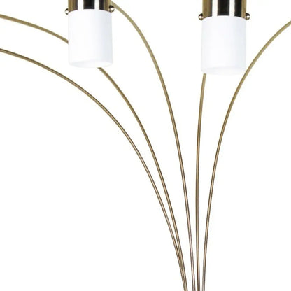 84" Gold And White Five Light Arched Floor Lamp With White Acrylic Drum Shade HomeRoots