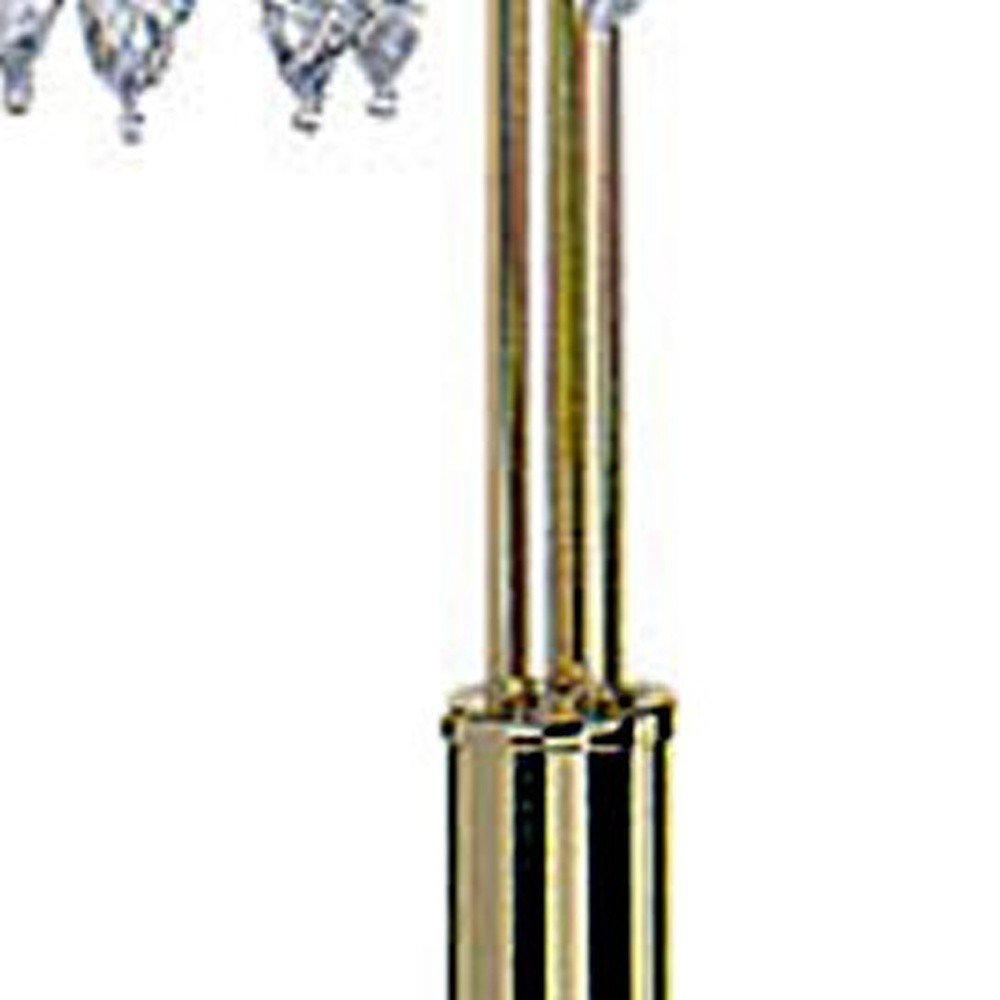 63" Gold Three Lights Candelabra Floor Lamp With Clear Faux Crystal Shades — view 4