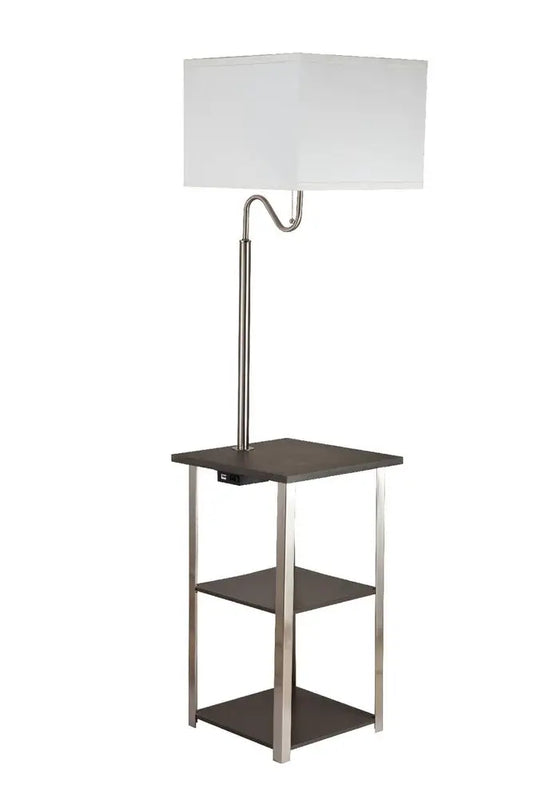 58" Steel Tray Table Floor Lamp With White Square Shade HomeRoots